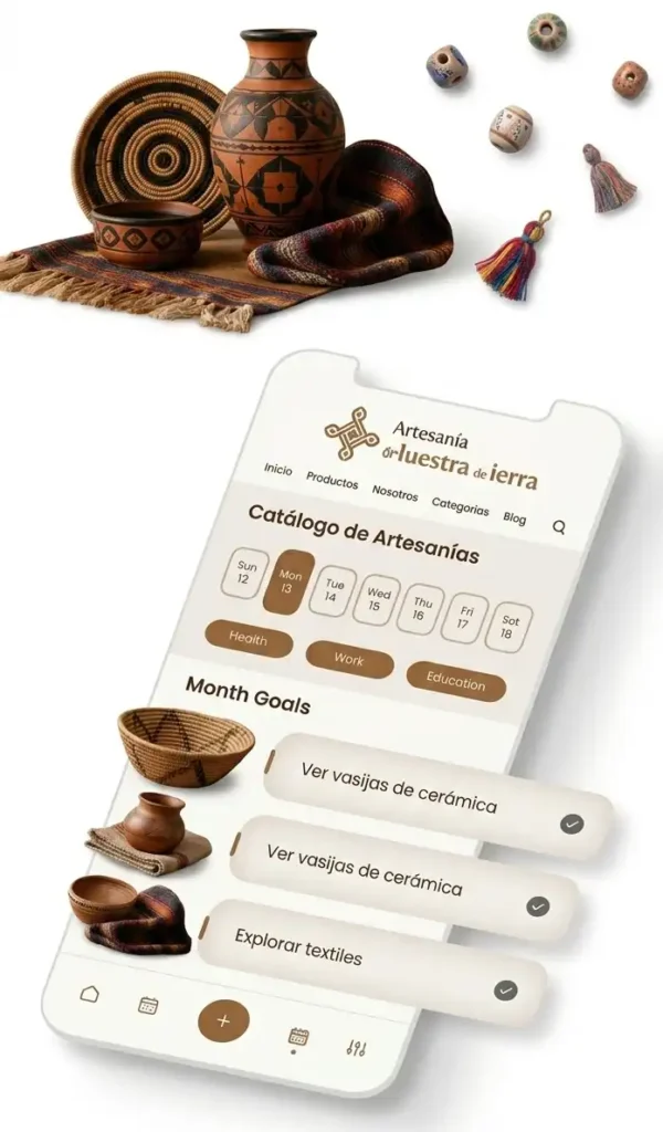 muestra de vista de artesanias en dispositivo movil